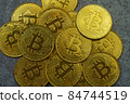 Cryptocurrency cryptocurrency coins placed on concrete 84744519