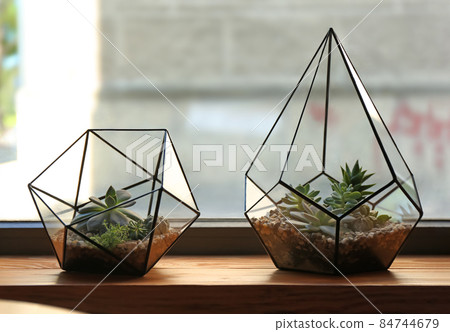 Flat lay composition with graphic drawing tablet and different office items on grey stone background 84744679