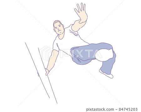 FreeRunning Extreme sport  jumping on skyscrapers free running vector. 84745203