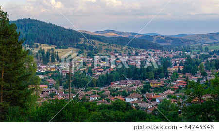 Panorama landscape over an old Bulgarian village of Koprivshtica. Panorama landscape over an old Bulgarian village of Koprivshtica. 84745348