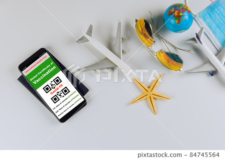 A ready traveler for traveling with a Covid-19 immunization international certificate e-passport 84745564