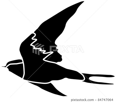 Silhouette of a cute flying swallow 84747064