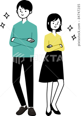 Adult men and women arm-folded pose 84747285