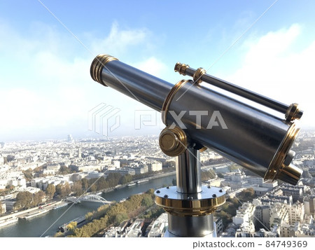 Paris skyline and telescope seen from the Eiffel Tower 84749369