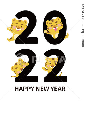 插圖素材:2022年賀年卡模板虎年喜虎(黑色/無附錄) 豎位 插圖素材:2022年賀年卡模板虎年喜虎(黑色/無附錄) 豎位 84749434