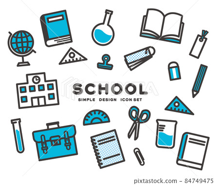 Vector illustration of school education and stationery icons Material / study / cram school 84749475