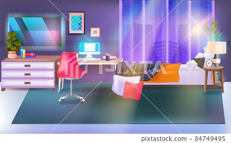 modern bedroom interior empty no people house room with furniture horizontal modern bedroom interior empty no people house room with furniture horizontal 84749495