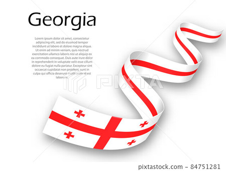 Waving ribbon or banner with flag of Georgia-插圖素材 [84751281] - PIXTA圖庫
