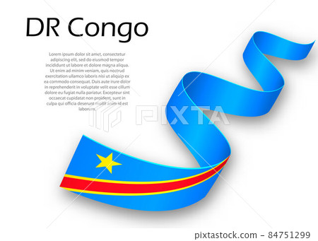 Waving ribbon or banner with flag of DR Congo.... - Stock Illustration ...