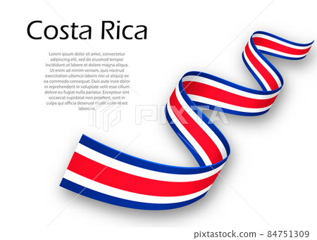 Waving ribbon or banner with flag of Costa Rica. Template for in Waving ribbon or banner with flag of Costa Rica. Template for in 84751309