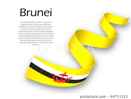 Waving ribbon or banner with flag of Brunei. Template for indepe Waving ribbon or banner with flag of Brunei. Template for indepe 84751323