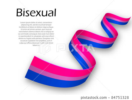 Waving ribbon or banner with Bisexual pride flag 84751328