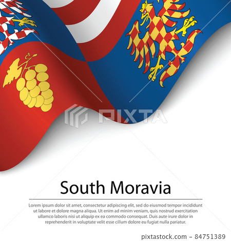 Waving flag of South Moravia is a region of Czech Republic on wh Waving flag of South Moravia is a region of Czech Republic on wh 84751389