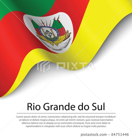 Waving flag of Rio Grande do Sul is a state of Brazil on white b 84751446