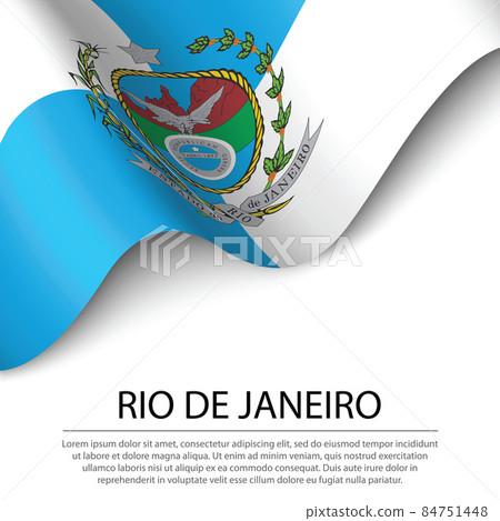 Waving flag of Rio de Janeiro is a state of Brazil on white back Waving flag of Rio de Janeiro is a state of Brazil on white back 84751448