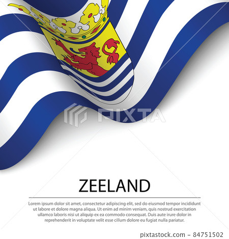 Waving flag of Zeeland is a province of Netherlands on white bac 84751502
