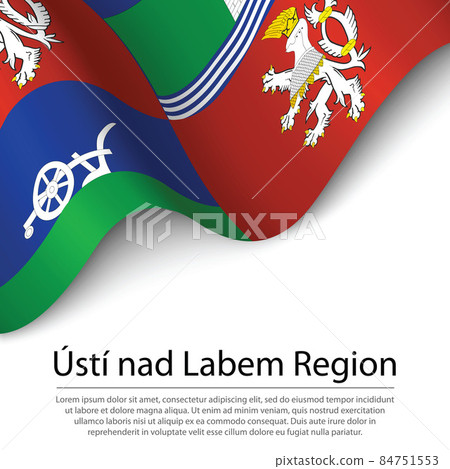 Waving flag of Usti nad Labem is a region of Czech Republic on w Waving flag of Usti nad Labem is a region of Czech Republic on w 84751553