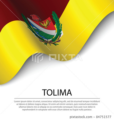 Waving flag of Tolima is a region of Colombia on white backgroun 84751577