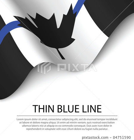 Waving flag of Canada Thin blue line on white background. Banner Waving flag of Canada Thin blue line on white background. Banner 84751590