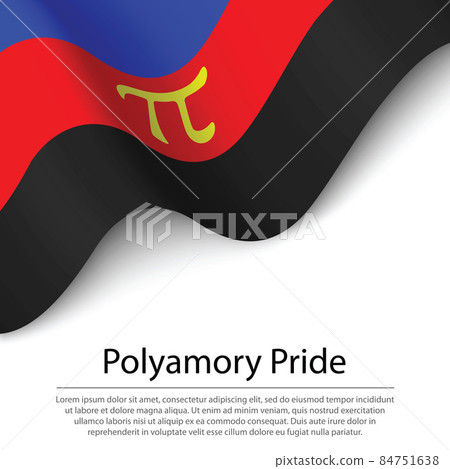 Waving flag of Polyamory Pride on white background. Banner or ri 84751638