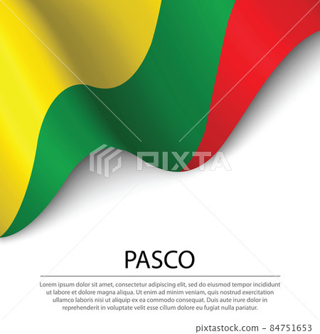 Waving flag of Pasco is a region of Peru on white background. Waving flag of Pasco is a region of Peru on white background. 84751653