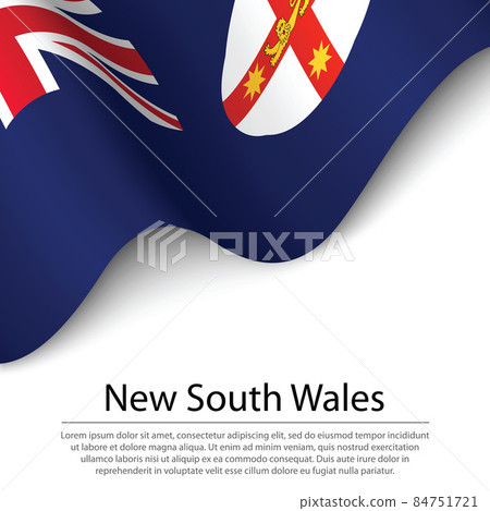 Waving flag of New South Wales is a state of Australia on white Waving flag of New South Wales is a state of Australia on white 84751721