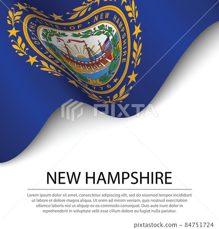 Waving flag of New Hampshire is a state of USA on white backgrou Waving flag of New Hampshire is a state of USA on white backgrou 84751724