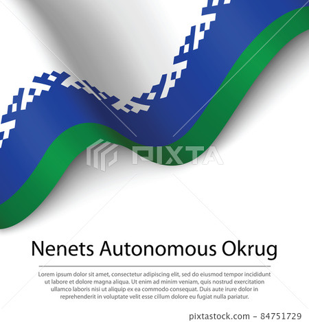 Waving flag of Nenets Autonomous Okrug is a region of Russia on Waving flag of Nenets Autonomous Okrug is a region of Russia on 84751729