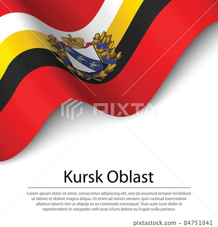 Waving flag of Kursk Oblast is a region of Russia on white backg Waving flag of Kursk Oblast is a region of Russia on white backg 84751841