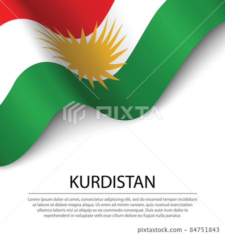 Waving flag of Kurdistan on white background. Banner or ribbon 84751843