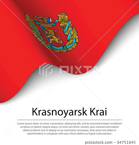 Waving flag of Krasnoyarsk Krai is a region of Russia on white b 84751845