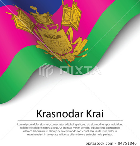 Waving flag of Krasnodar Krai is a region of Russia on white bac Waving flag of Krasnodar Krai is a region of Russia on white bac 84751846