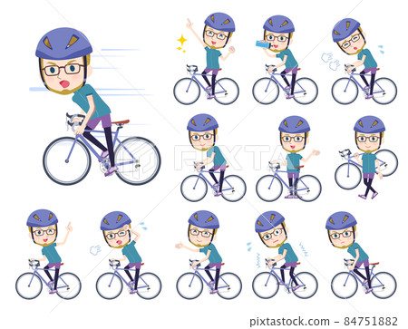 一組騎著公路自行車穿運動服的白人 84751882