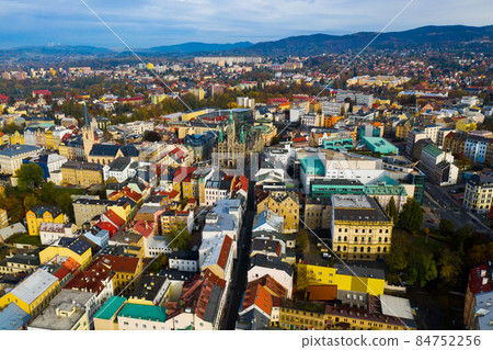 Aerial view of Liberec cityscape with buildings and streets Aerial view of Liberec cityscape with buildings and streets 84752256