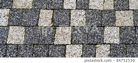 Gray white colored square and rectangle paving stone, tiled stone texture 84752530