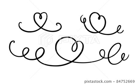 Squiggle and swirl line with a heart. Hand drawn calligraphic swirl. Vector illustration 84752669