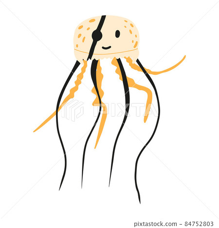 Vector illustration of pirate jellyfish. Pirates pet. Isolated on white background. 84752803