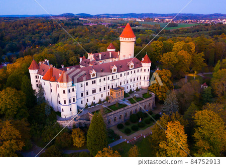 Top view of medieval castle Konopiste Castle. Top view of medieval castle Konopiste Castle. 84752913