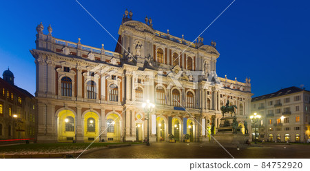 Night view of rear facade of Palazzo Carignano, Turin Night view of rear facade of Palazzo Carignano, Turin 84752920