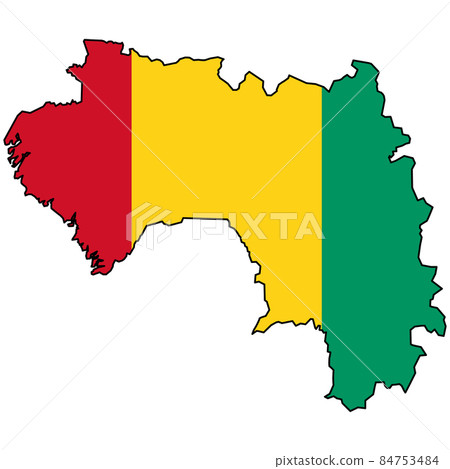 flag map of Guinea on white background. Map of Guinea with an official flag sign. flat style. flag map of Guinea on white background. Map of Guinea with an official flag sign. flat style. 84753484