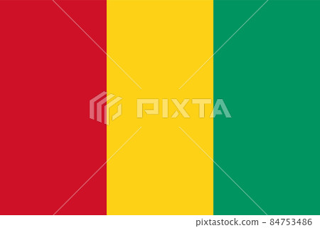 Guinea flag on white background. National Guinean official colors and proportion correct. flat style. Guinea flag on white background. National Guinean official colors and proportion correct. flat style. 84753486
