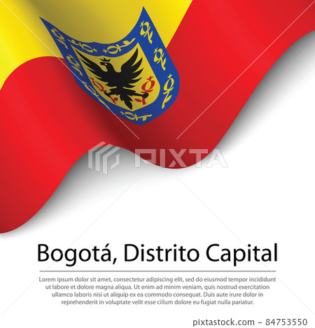 Waving flag of Bogota, Distrito Capital is a region of Colombia 84753550