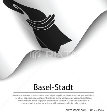Waving flag of Basel-Stadt is a canton of Switzerland on white b 84753567
