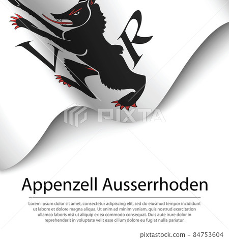 Waving flag of Appenzell Ausserrhoden is a canton of Switzerland 84753604