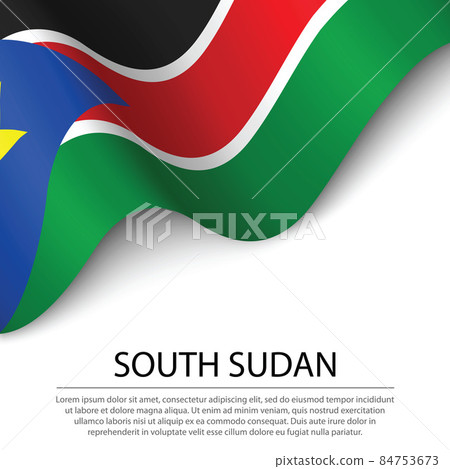 Waving flag of South Sudan on white background. Banner or ribbon 84753673