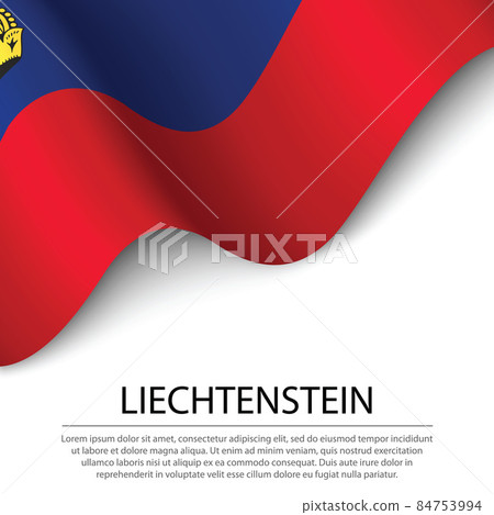 Waving flag of Liechtenstein on white background. Banner or ribb Waving flag of Liechtenstein on white background. Banner or ribb 84753994