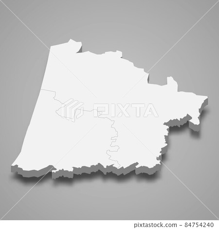3d isometric map of Landes is a department in France 3d isometric map of Landes is a department in France 84754240