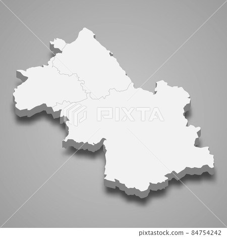 3d isometric map of Isere is a department in France 84754242