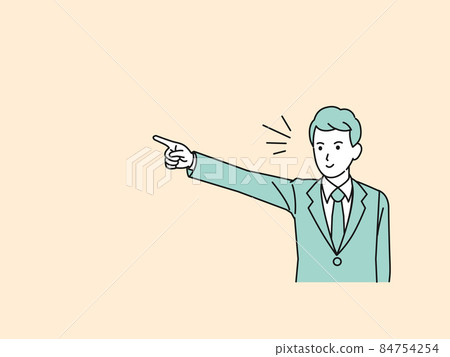Pointing at an office worker, a businessman, a man in a suit, a goal, a pose, a gesture 84754254