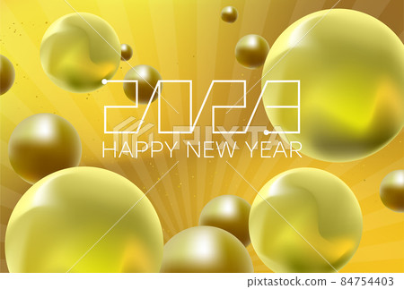 華麗的背景與新年賀卡浮動金球 84754403